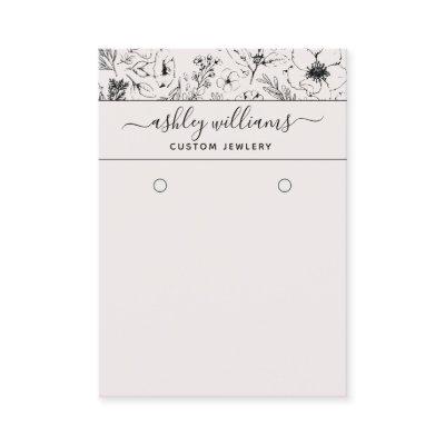 Modern Botanical Blush & Black Earring Card