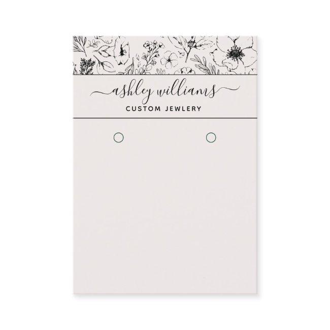 Modern Botanical Blush & Black Earring Card