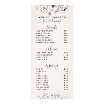 Modern Botanical Blush & Black Spa 3 Services Menu