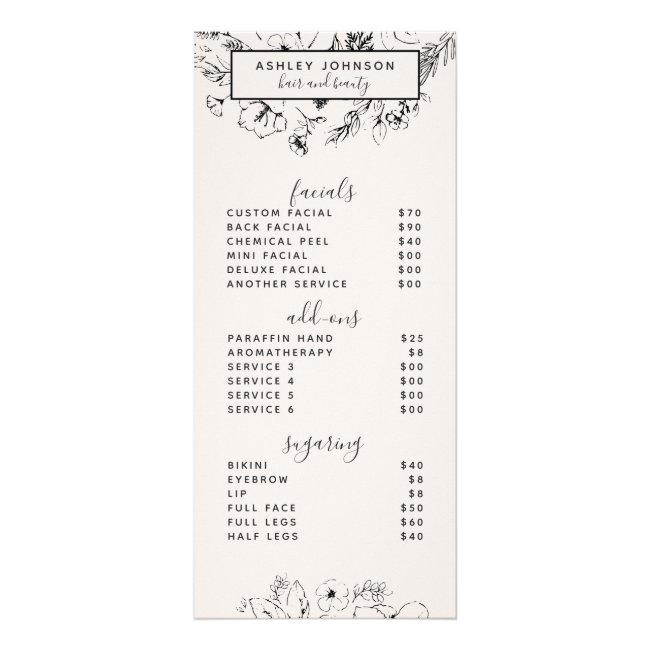Modern Botanical Blush Black Spa 3 Services Menu 2