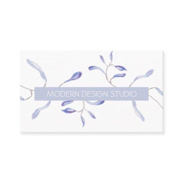 Modern botanical foliage watercolor dusty blue