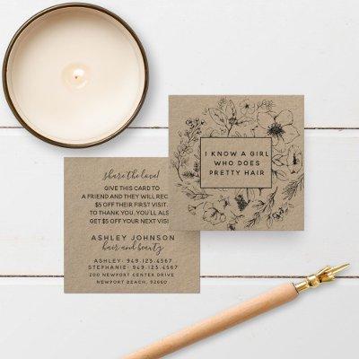 Modern Botanical Kraft and Black Referral Card