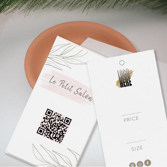 Modern Botanical QR Code Logo Clothing Price Tag