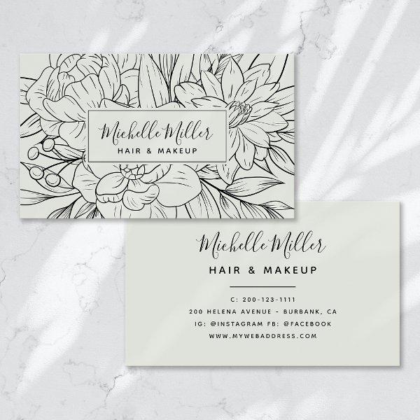 Modern Botanical Sage Green Script Hair Makeup