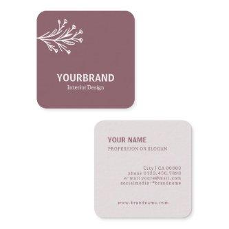 Modern Branch Interior Design Dusty Pink Lilac Square