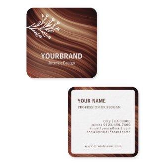 Modern Branch Mahaghoni Wood Brown Wavy Pattern Square