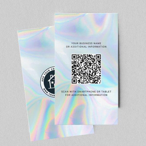 Modern Brand Logo and QR Code Holographic