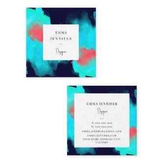 Modern Bright Abstract blue Painted Pattern  Square