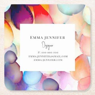 Modern Bright Abstract Pink Painted Pattern  Square Paper Coaster