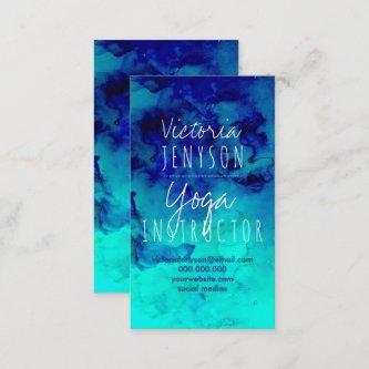 Modern bright blue turquoise watercolor yoga