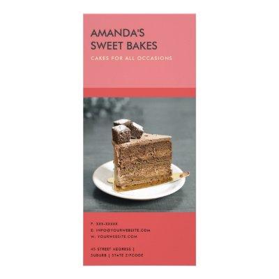 MODERN BRIGHT BOLD RED PINK BAKERY PRICE SERVICE RACK CARD
