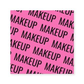 Modern bright pink repeating text pattern makeup square