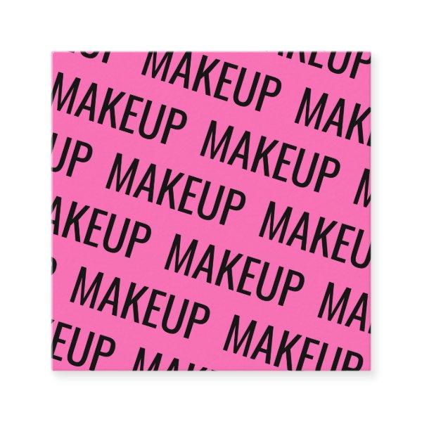 Modern bright pink repeating text pattern makeup square