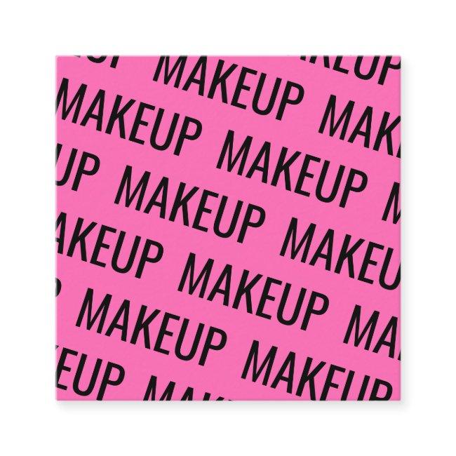 Modern bright pink repeating text pattern makeup square