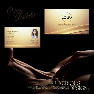 Modern Brown Beige Curve Decor with Logo and Photo