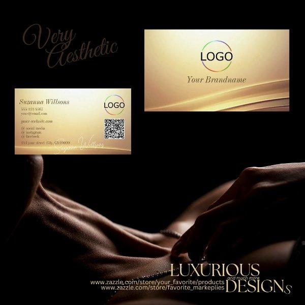 Modern Brown Beige Curve Decor with Logo QR Code