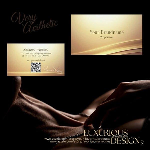 Modern Brown Beige Curve Decor with QR Code Noble