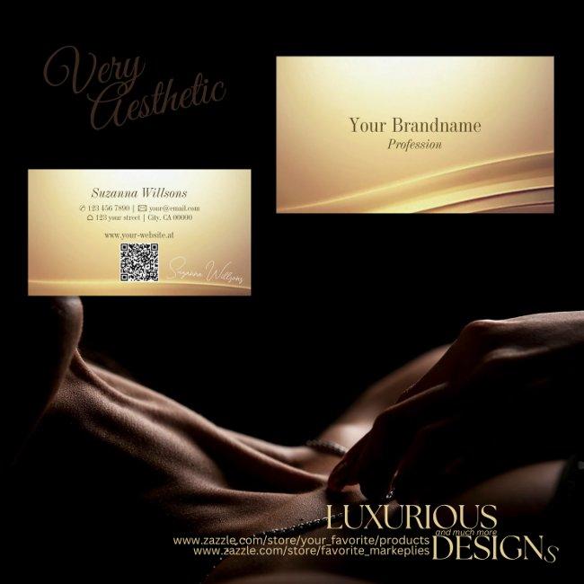 Modern Brown Beige Curve Decor with QR Code Noble