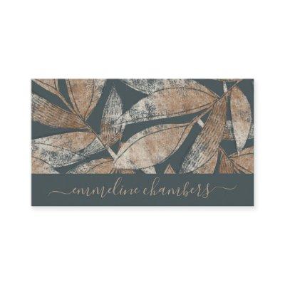 Modern Brown Charcoal Gray Leaf Pattern