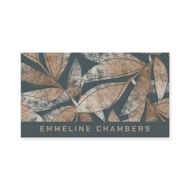 Modern Brown Charcoal Gray Leaf Pattern