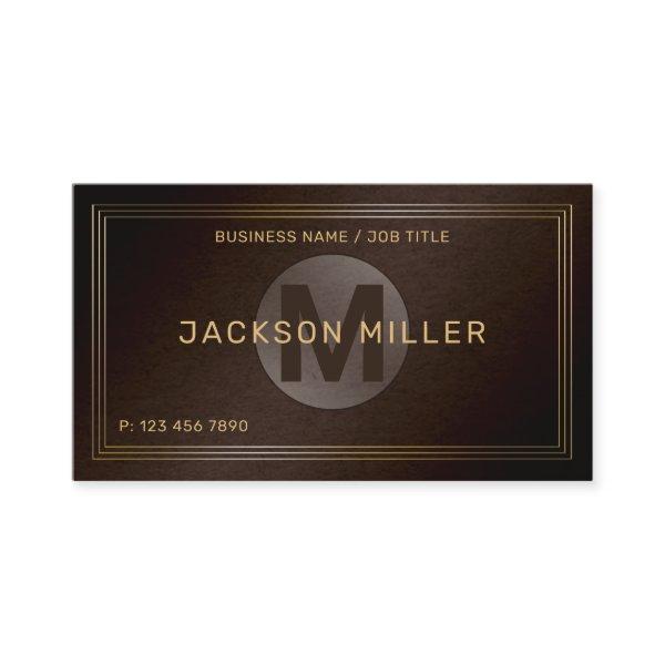 Modern Brown Gold Custom Monogram Professional
