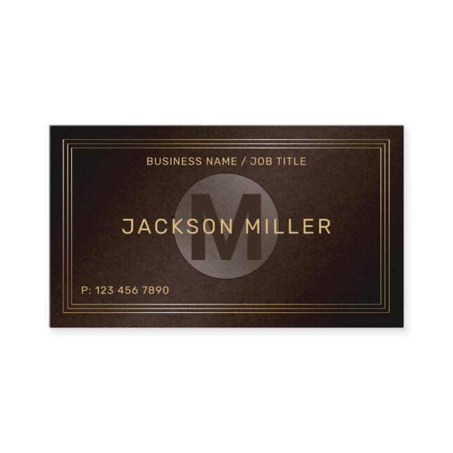 Modern Brown Gold Custom Monogram Professional