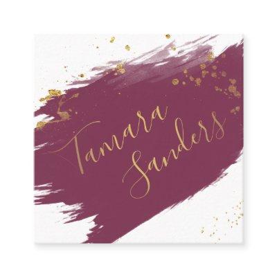 Modern Burgundy Gold Paint Strokes