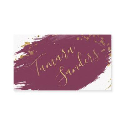 Modern Burgundy Gold Paint Strokes