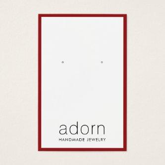 Modern Burgundy Red Border Earring Display Card