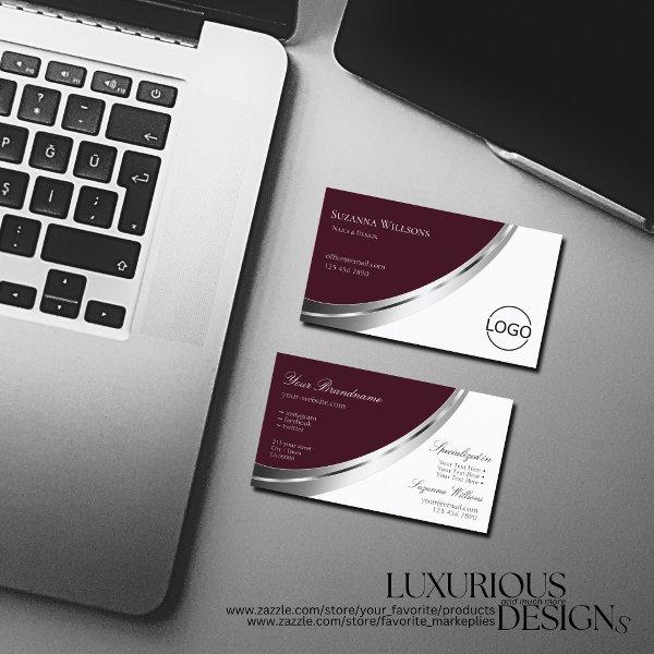 Modern Burgundy White with Silver Decor and Logo