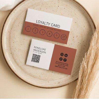 Modern Burnt Orange Neutral Trendy Unique 6 Punch  Loyalty Card
