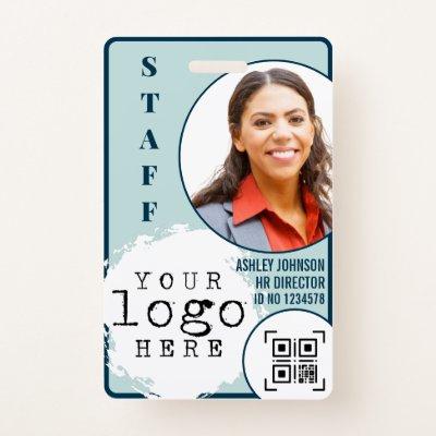 Modern Business Employee Photo Name Card QR code Badge