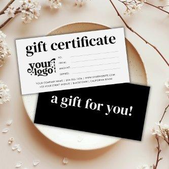 Modern Business Gift Certificate With Custom Logo