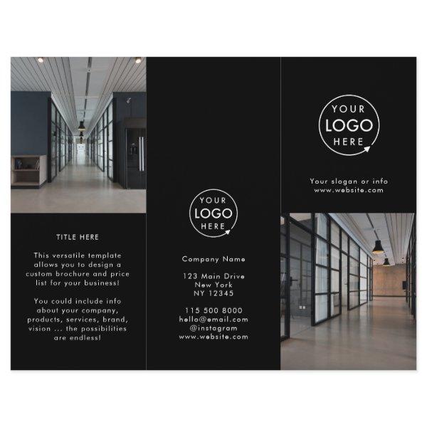 Modern Business Logo Black Photo Trifold Brochure