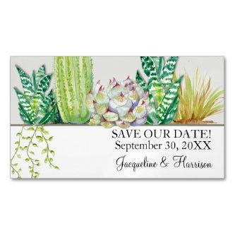 Modern Cactus n Succulent Watercolor Save the Date  Magnet