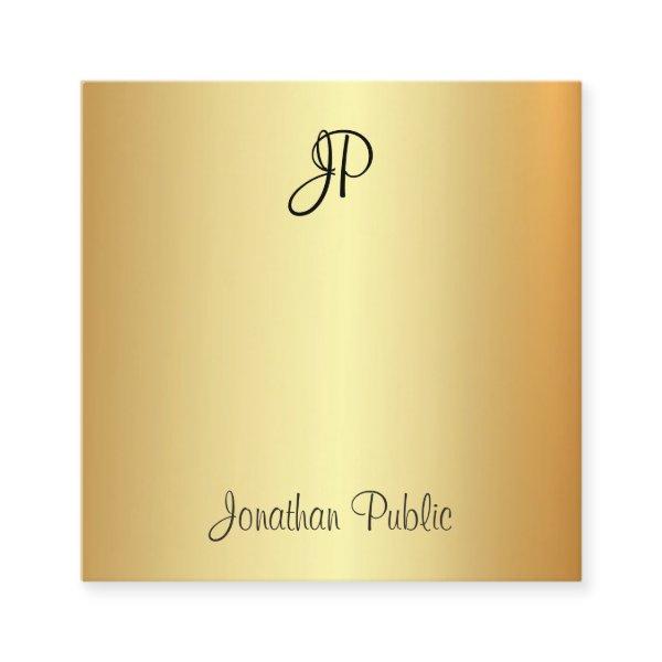 Modern Calligraphed Monogram Gold Elegant Template Square