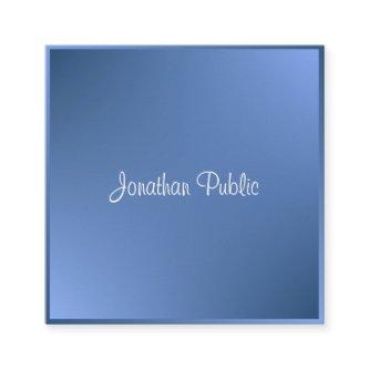 Modern Calligraphed Script Name Blue Template Square