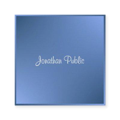 Modern Calligraphed Script Name Blue Template Square