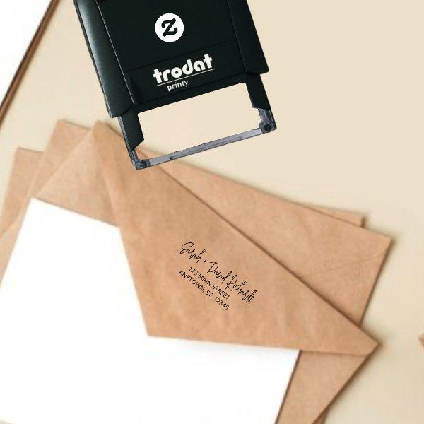 Modern Calligraphic Hand Script Return Address Self-inking Stamp