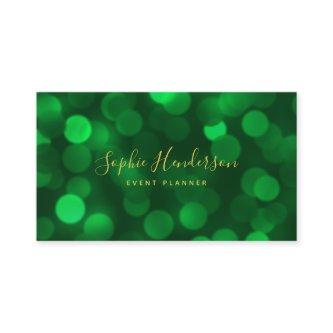 Modern Calligraphy Emerald Green Bokeh Lights