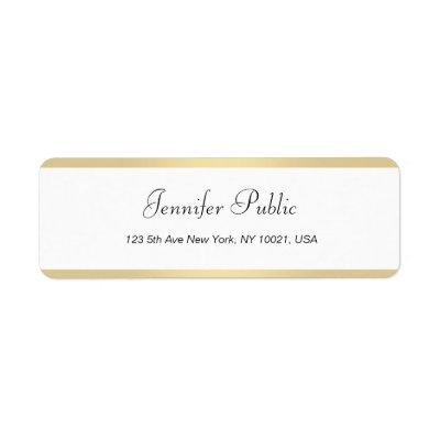 Modern Calligraphy Gold White Elegant Minimalistic Label