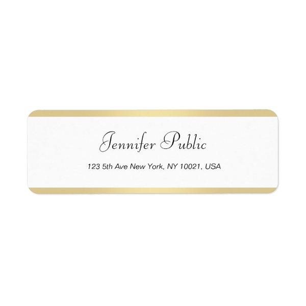 Modern Calligraphy Gold White Elegant Minimalistic Label