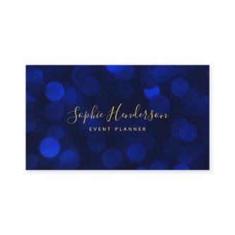 Modern Calligraphy Sapphire Blue Bokeh Lights