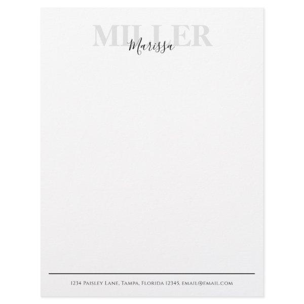 Modern Calligraphy Simple Monogram Name Template Letterhead