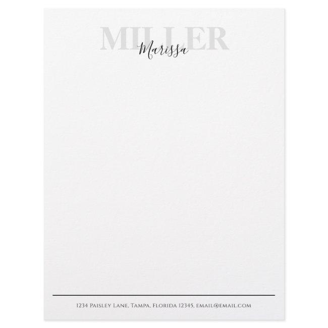 Modern Calligraphy Simple Monogram Name Template Letterhead