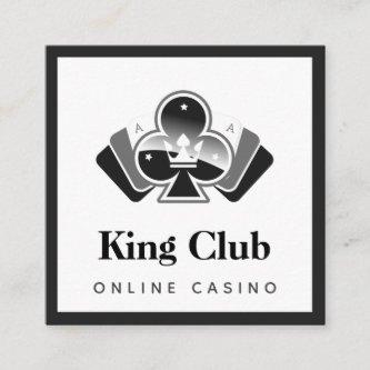 Modern Casino Ace of Club Black White Social Media Square