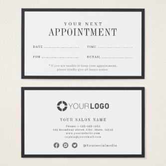 Modern charcoal black border appointment card