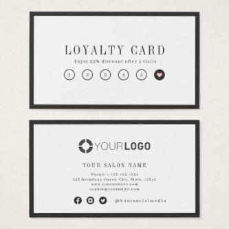 Modern charcoal black border business loyalty card