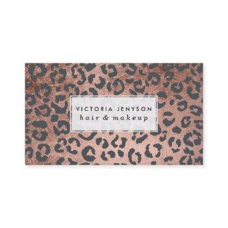 Modern charcoal grey rose gold leopard makeup