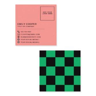 Modern Checker Checkerboard Add Logo Black Green Square